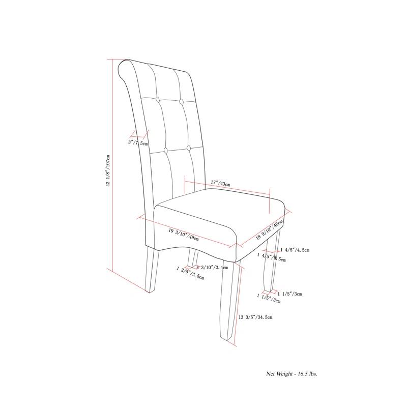 Simpli Home Cosmopolitan Tufted Upholstered Dining Chair with Curved Back in Modern Style (Set of 2) (Set of 2)