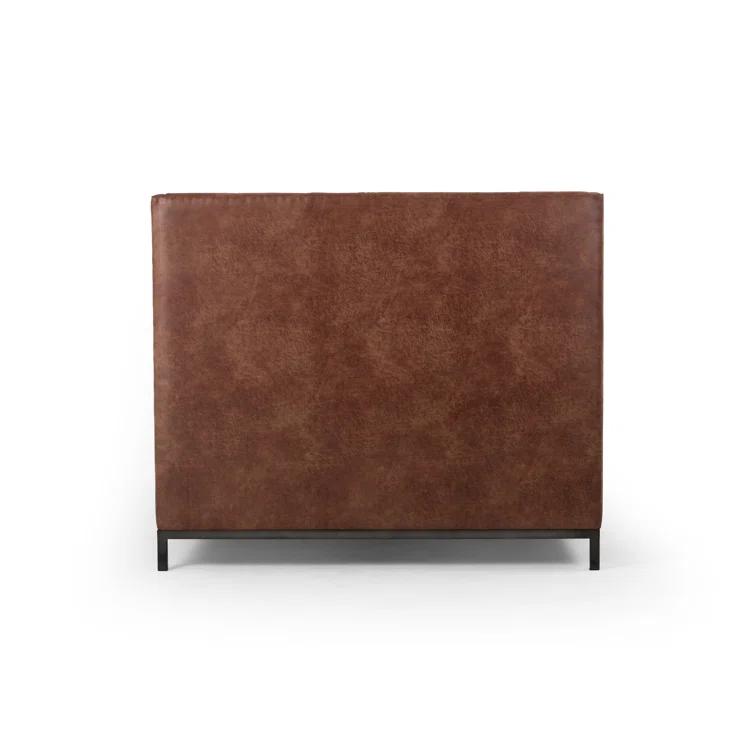 Elegant Tanner 55'' Queen Bed with Tufted Upholstered Headboard in Vintage Tobacco