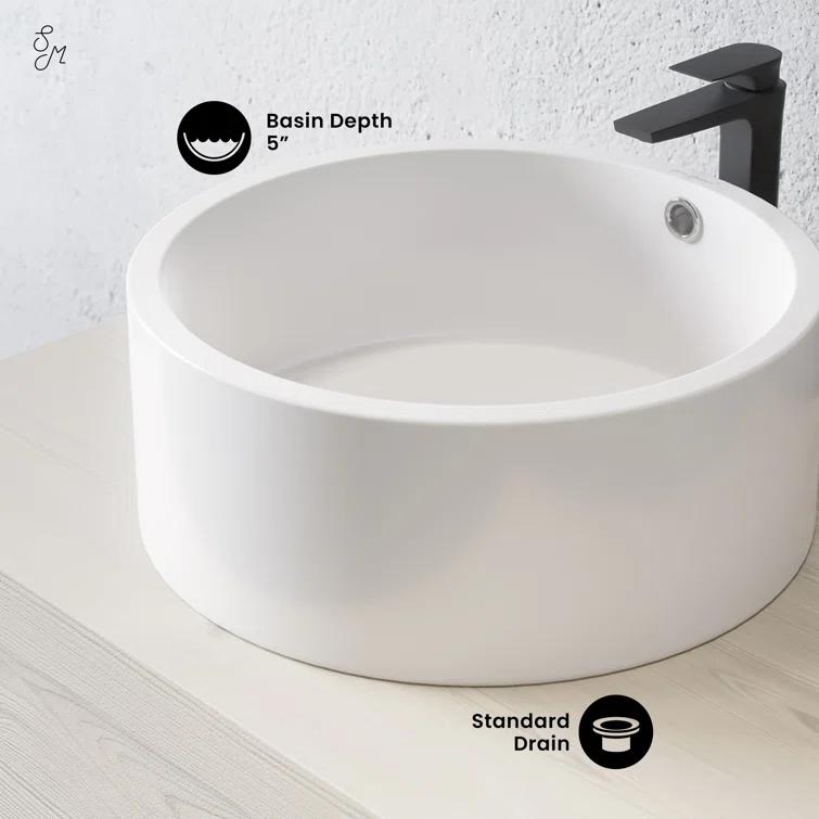 Swiss Madison Monaco Round Ceramic Bathroom Vessel Sink SM-VS252MW