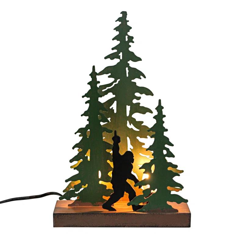 Millwood Pines Rustic Metal Rude Bigfoot In Forest Accent Lamp Decorative Sasquatch Home Decor