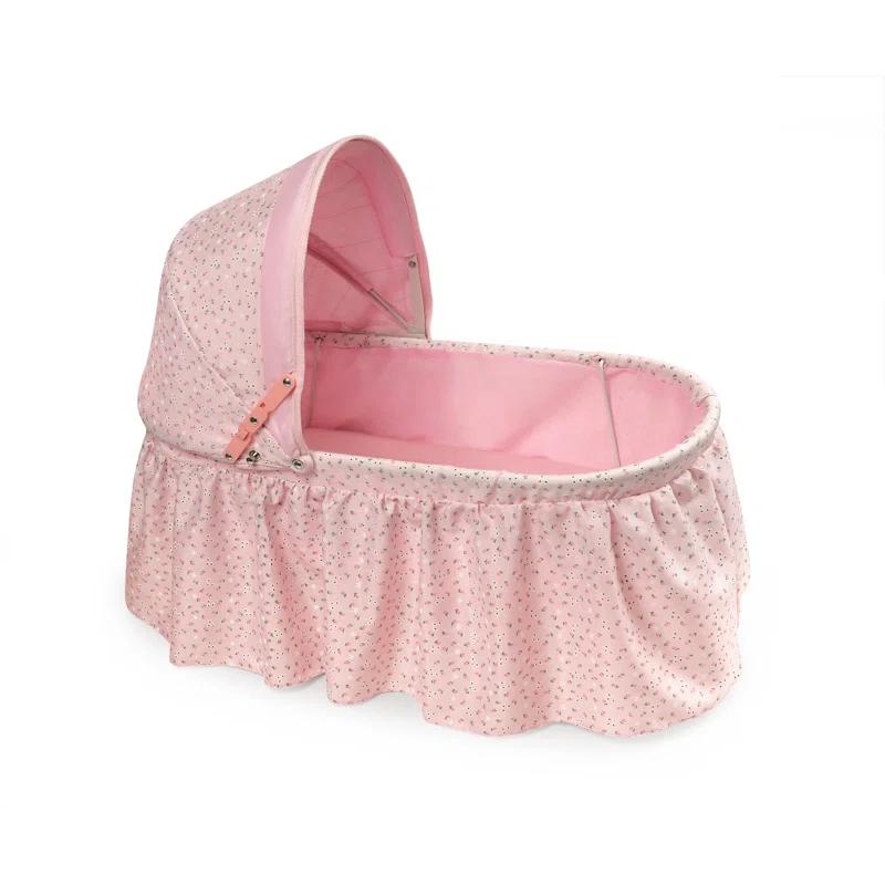 Badger Basket Folding Doll Cradle with Rosebud Fabric
