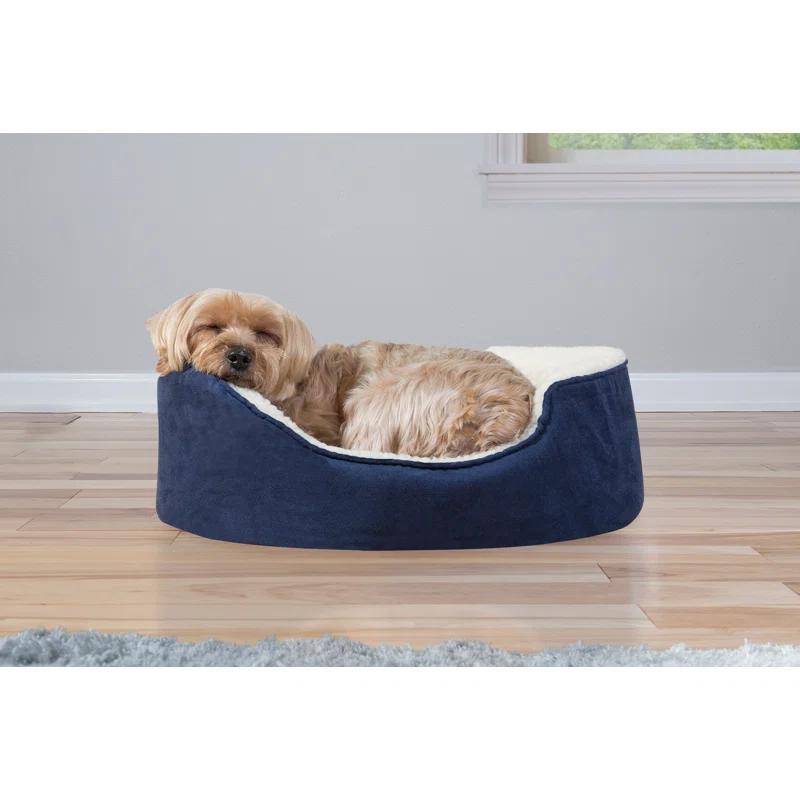 FurHaven Faux Sherpa & Suede Oval Dog Bed
