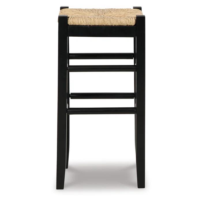 Benjara Anya Stool, Woven Seagrass Seat, Wood Frame (Set of 2)