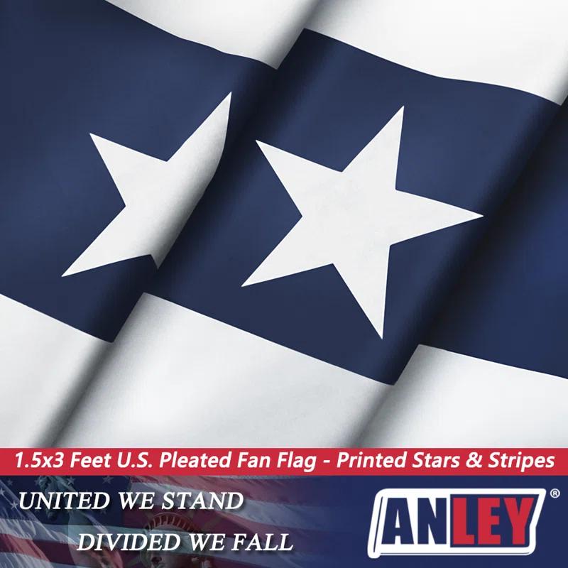 ANLEY USA Pleated Fan Flag, 1.5x3 ft American US Bunting Flag (Set of 2)