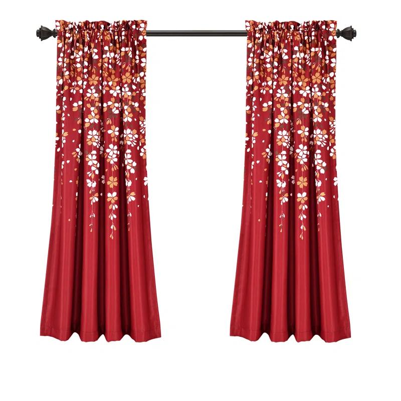 Lush Decor Weeping Flowers Floral Room Darkening Thermal Rod Pocket Curtain Panels (Set of 2)