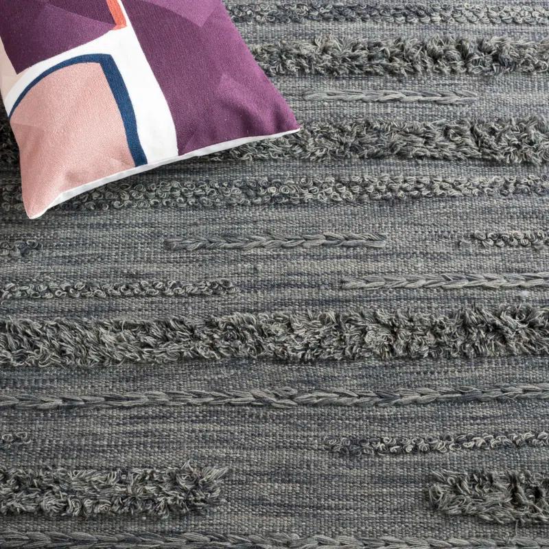 Hartzler Handmade Flatweave Charcoal/Ivory Area Rug