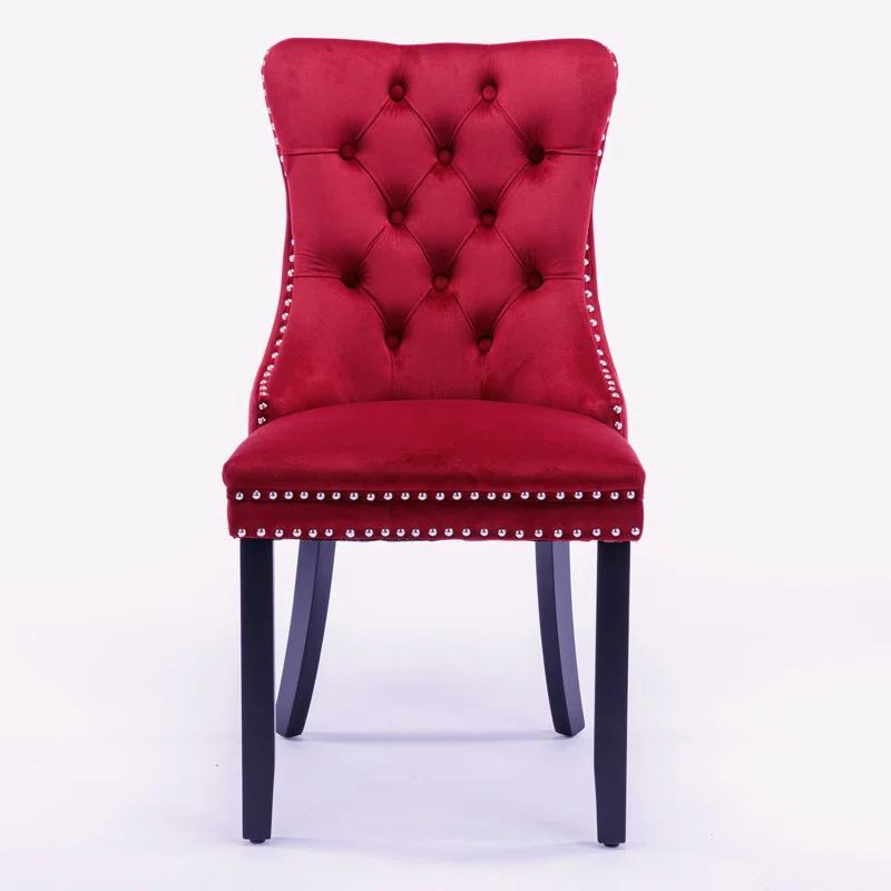 Rosdorf Park Allena Tufted Velvet/Linen Wing Back Parsons Chair (Set of 2)