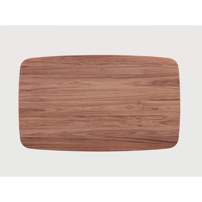 Benjara Kinni Dining Table, Walnut Brown Wood, Bent Legs, Rectangular 59 Inch