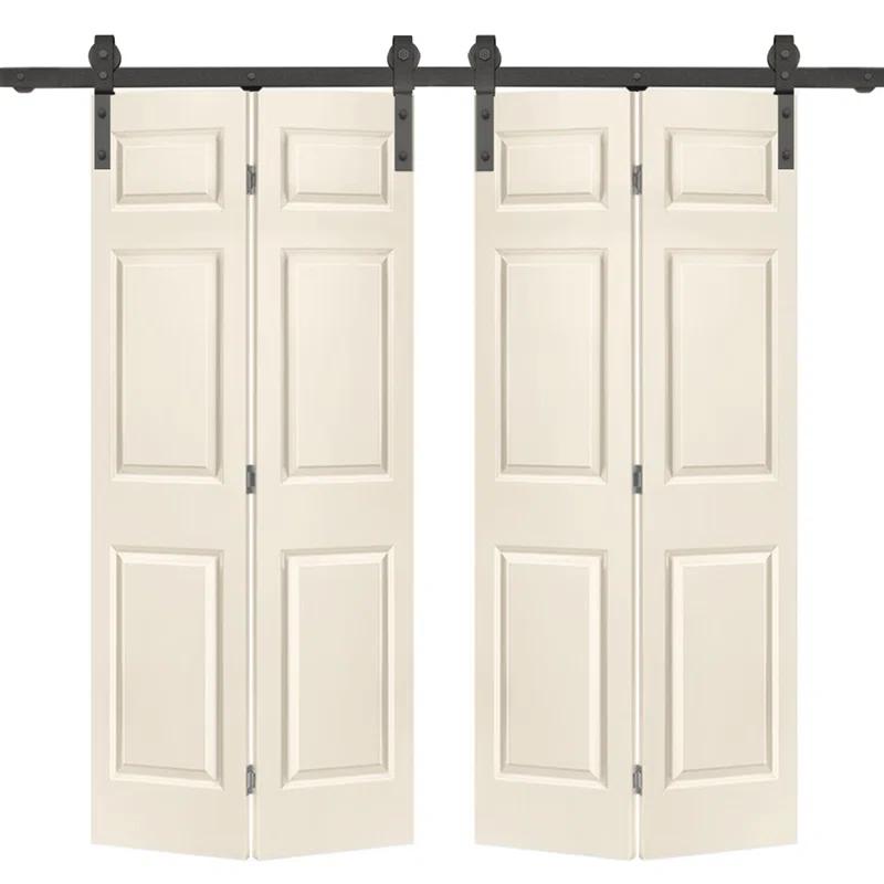 Calhome Paneled MDF Composite Double Bifold Barn Doors with Installation Hardware Kit
