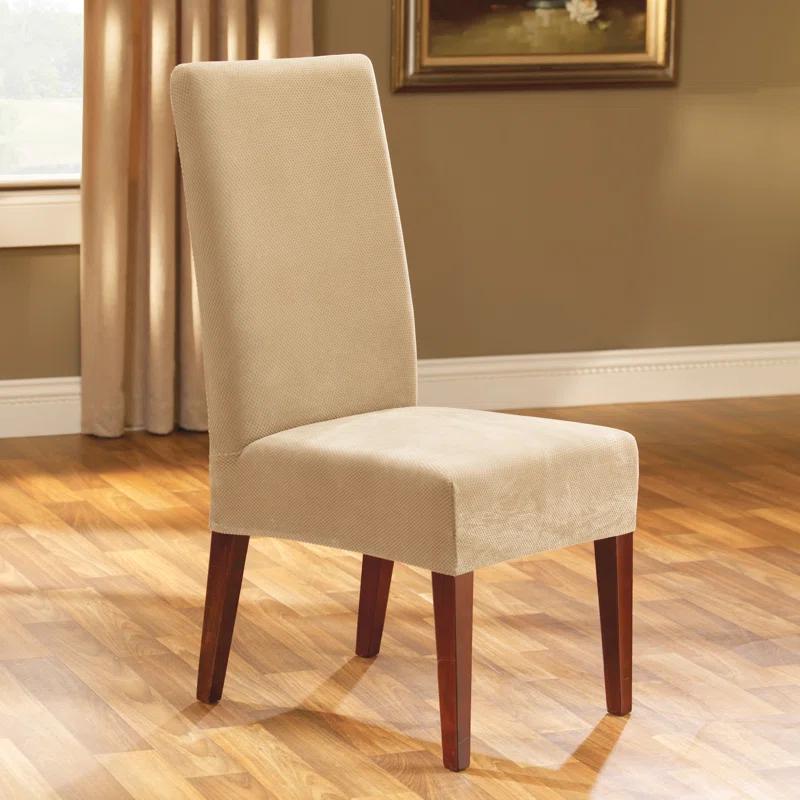 Stretch Pique Box Cushion Dining Chair Slipcover