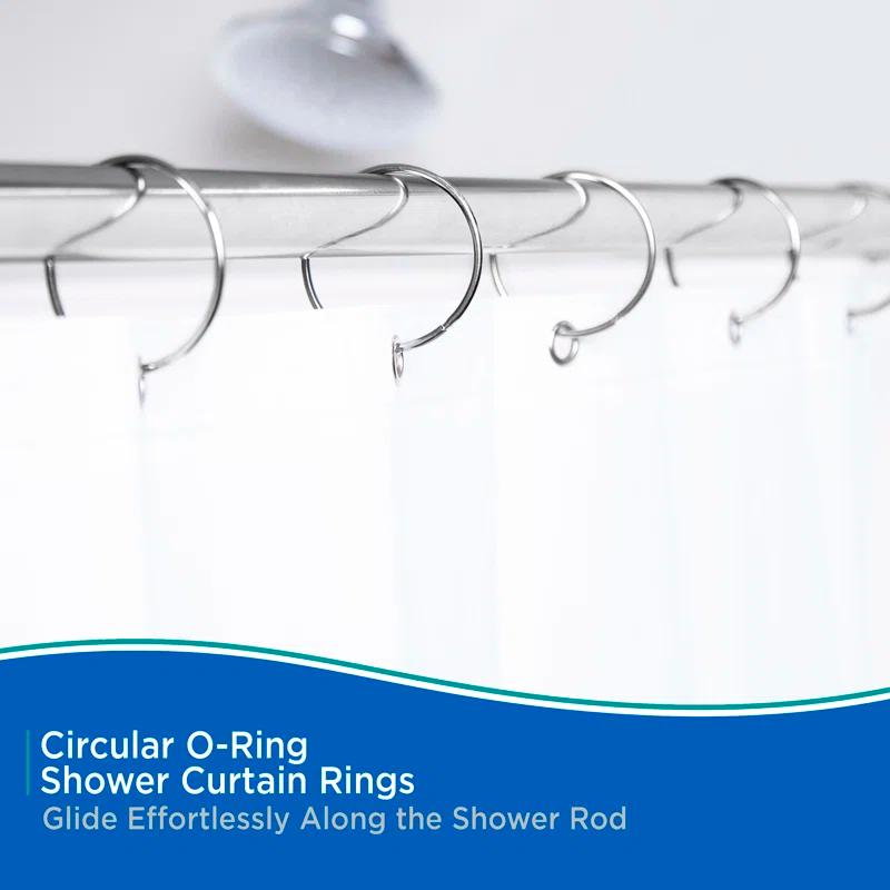 Kenney Kenney Rust-Resistant Metal Circular O-Ring Shower Curtain Rings, Chrome (Set of 12)
