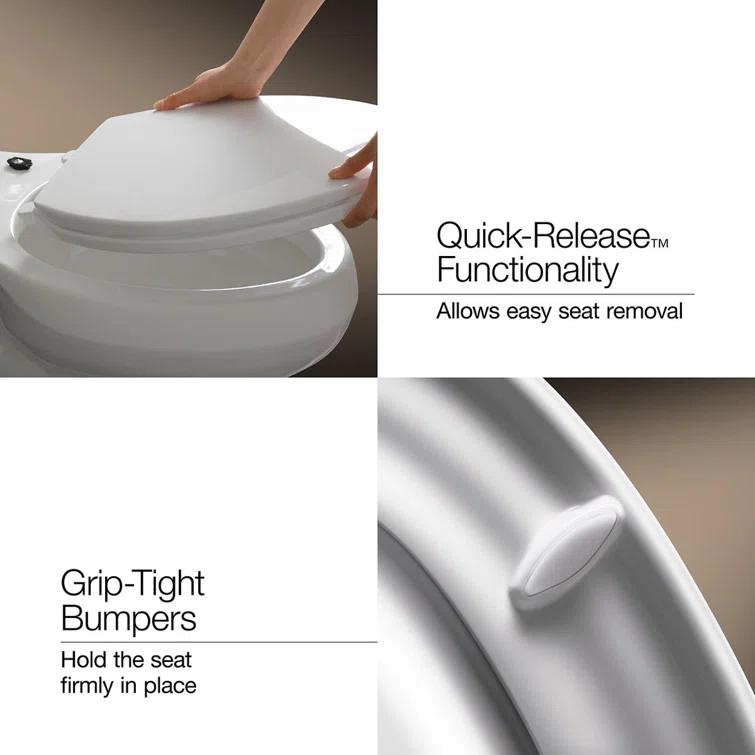 Kohler Cachet Round-Front Toilet Seat with Quiet-Close Lid and Seat and Grip-Tight Bumpers K-4639-RL-0