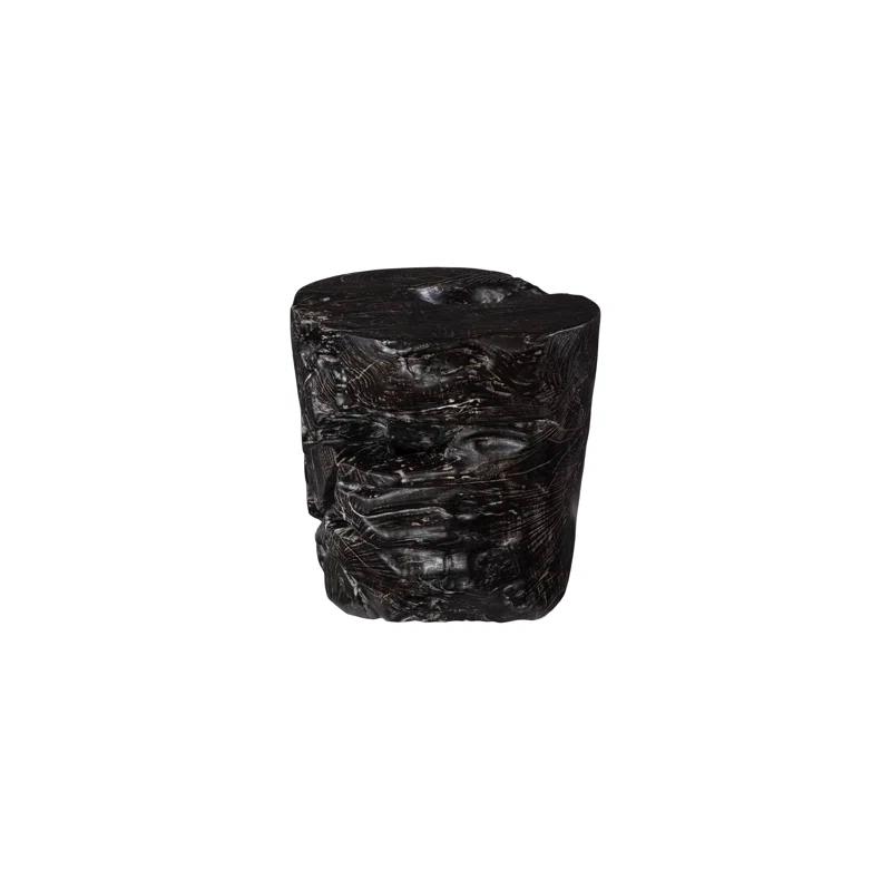 Black Wash Solid Wood Accent Stool