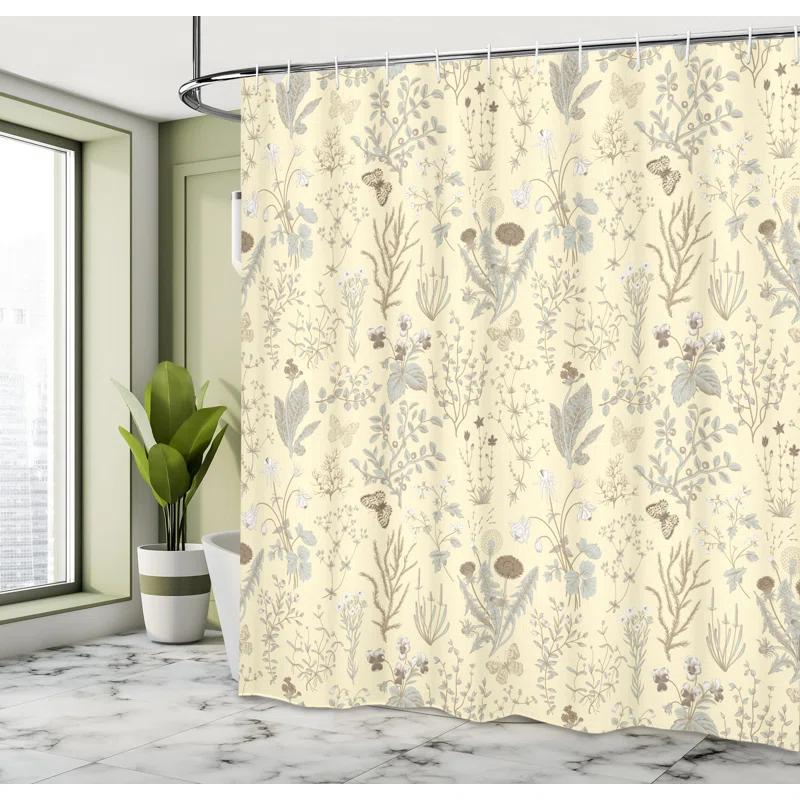 Ambesonne Floral Shower Curtain with Hooks Included