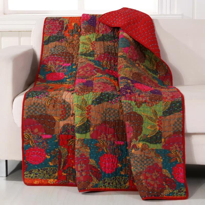 Jewel Patchwork Print Throw Blanket