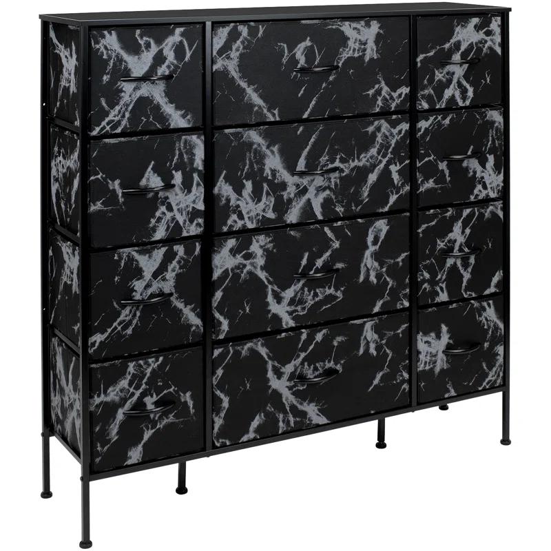 Sorbus 12 Drawers Dresser with Steel Frame and Wood Top