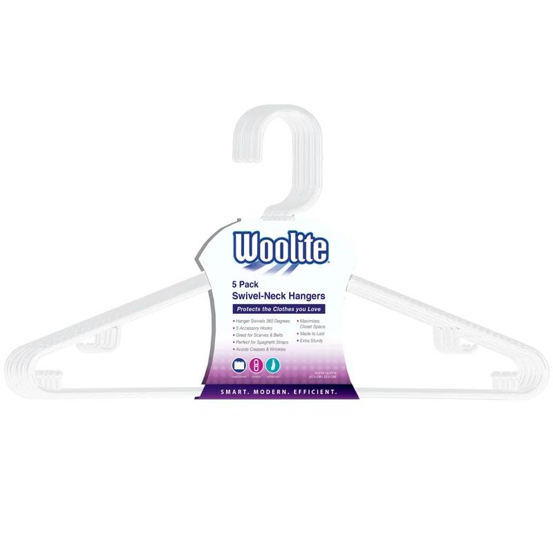 Laundry 360 Woolite Plastic Standard Hanger for Dress/Shirt/Sweater (Set of 5)