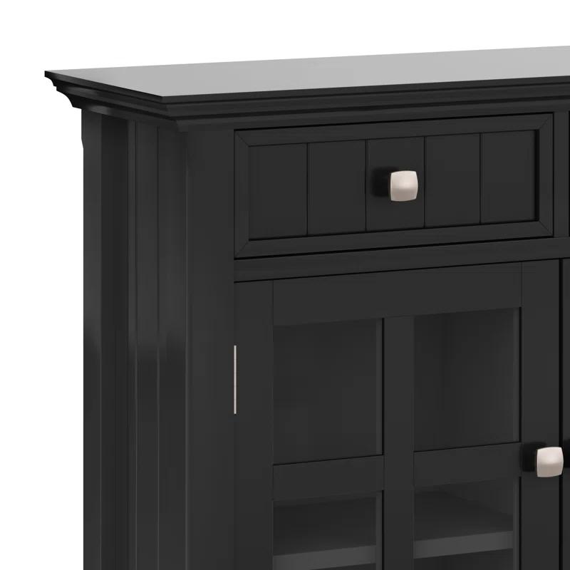 Simpli Home Acadian 36"W Solid Wood 2-Shelf Entryway Storage Cabinet with Glass Doors and 2 Drawers