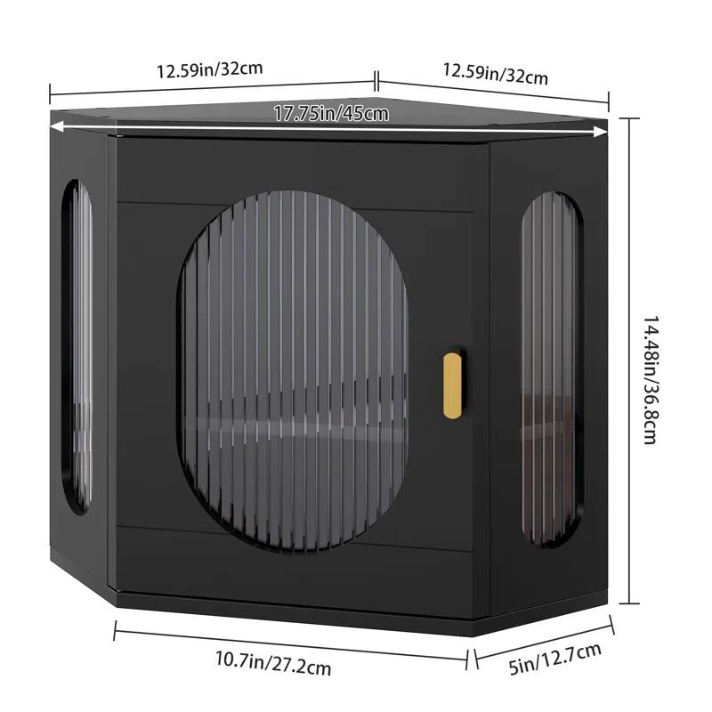 Hokku Designs Corner Bread Storage Container Double Layer Wooden Breadbox Homemade Bread Loaf Bin Farmhouse Coffee Bar Pantry Shelf With Acrylic Window, Black