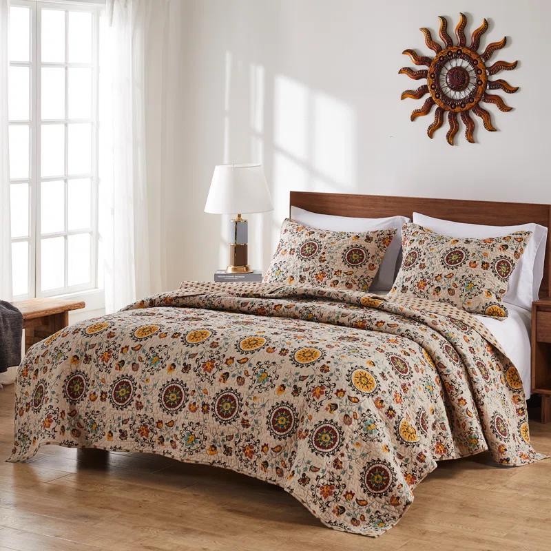 Andorra Medallion Cotton Reversible Quilt Set