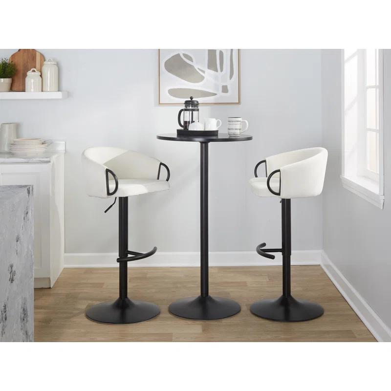 LumiSource Claire Contemporary Adjustable Barstool With Swivel In Black Metal And Black Velvet With Rounded T Footrest By Lumisource - Set Of 2 | Wayfair