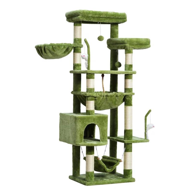 63" Cat Tree For Large Breeds - Spacious Platforms, Hammock, Sisal Scratching Posts & Cat Condo, Indoor Use