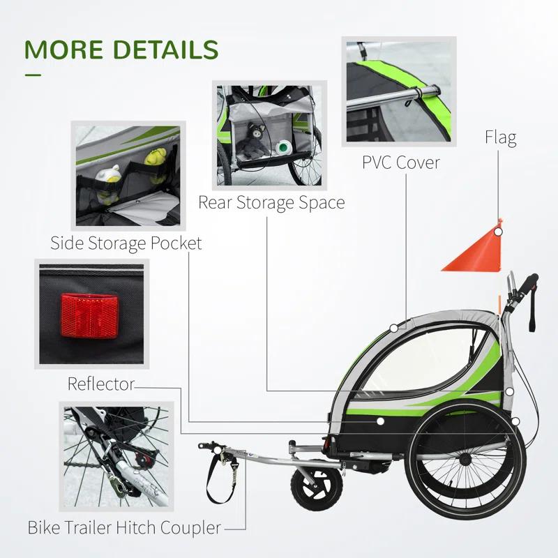 Aosom Aosom Foldable 3 Wheel Multi-Child Stroller with Storage