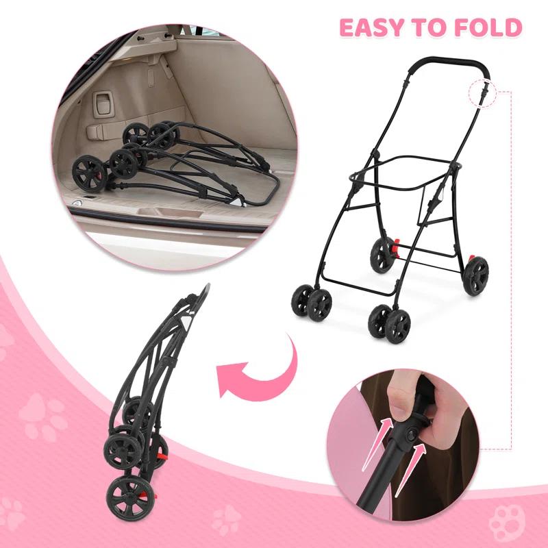 Bring Home Furniture Folding Pet Stroller for Cats & Dogs 4-in-1 Double Dog Stroller for Small & Medium Pets Carrier Cart with Convertible Features | Wayfair
