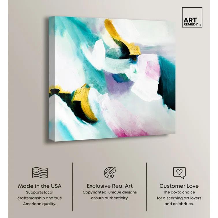 Art Remedy Still Violas Framed Blue Abstract 1 Piece Canvas Wall Art 56586 | Wayfair