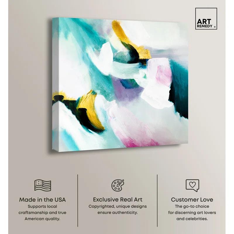 Art Remedy Art Remedy Still Violas Framed Blue Abstract 1 Piece Canvas Wall Art 56586