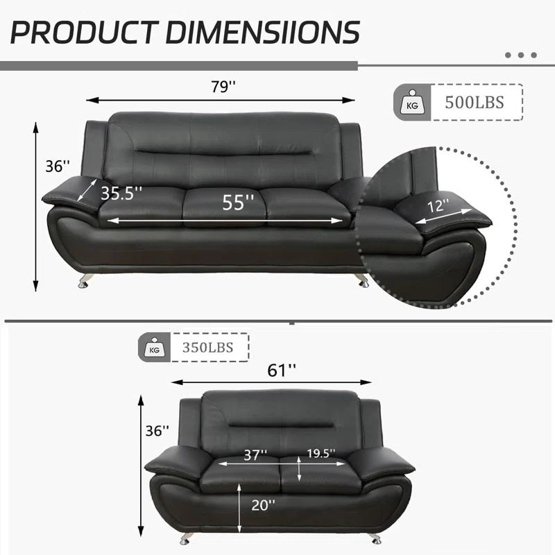 Ceitidh 3 - Piece Faux Leather Living Room Set