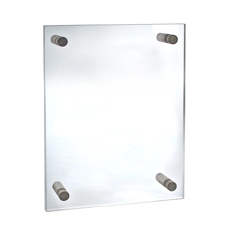 Azar Displays Floating Acrylic Wall Frame with Silver Stand Off Caps: 11" x 17" Graphic Size, Overall Frame Size: 15" x 21"