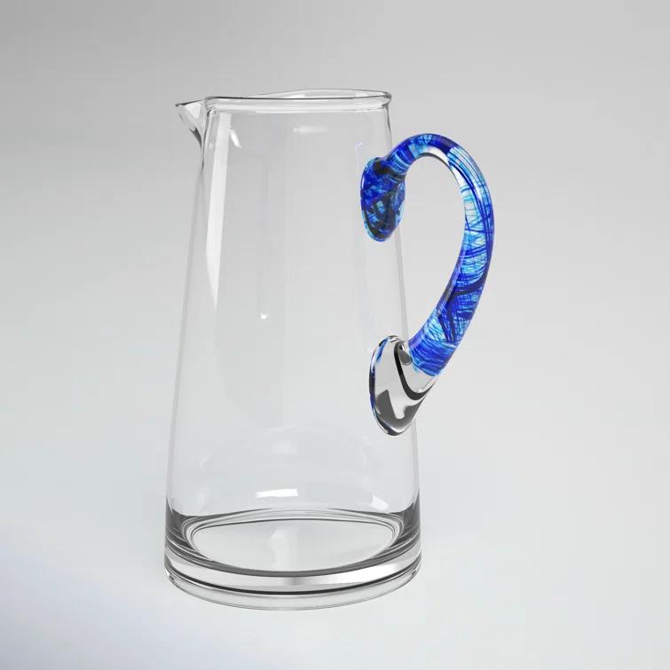 Libbey Cabos Blue-Handled Glass Pitcher, 90-ounce