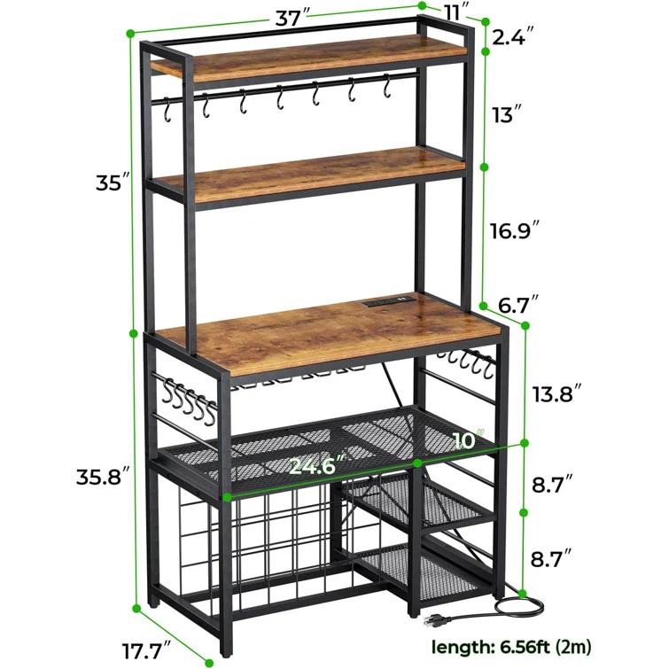 17 Stories Higginsville Wine Bar Cabinet with Outlet and LED Light