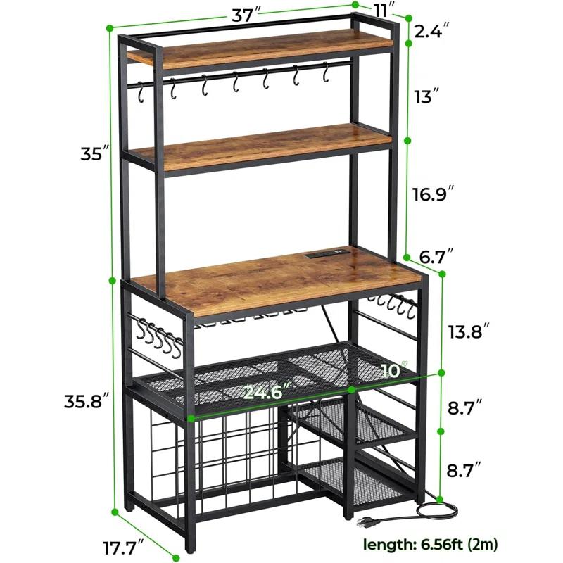 17 Stories Higginsville Wine Bar Cabinet with Outlet and LED Light