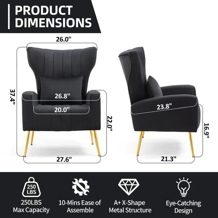 Mercer41 Upholstered Velvet Armchair (Set of 2)