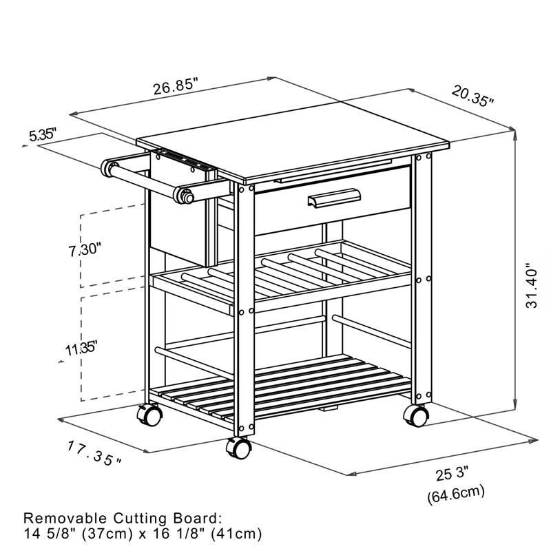 Millwood Pines Schulenburg Wood Kitchen Cart