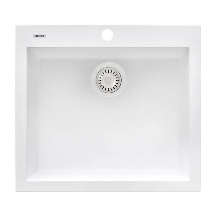 Ruvati Ruvati epiGranite Drop-in Topmount Granite Composite Kitchen Sink RVG1022WH