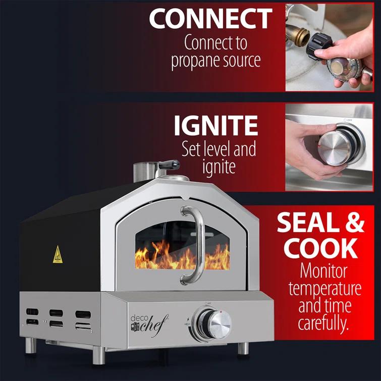 Deco Chef Deco Chef 2-in-1 Propane Gas Pizza Oven & Grill, Portable, With Pizza Stone, Peel, Rack