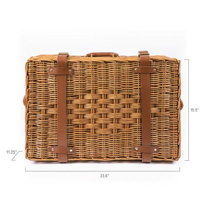 Picnic Time Windsor Luxury Large Wicker Picnic Basket with Picnic