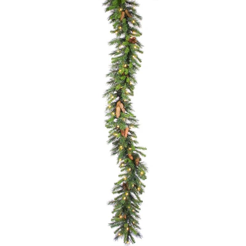 50' x 12" Pre-Lit Black River Pine Artificial Christmas Garland Warm White LED Lights