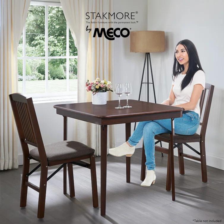 MECO Wood Fabric Upholstered Seat Folding Chair