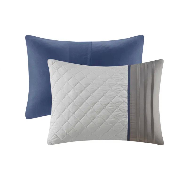Madison Park Jenson 7 Piece Color Block Stripe Comforter Set with Throw Pillows