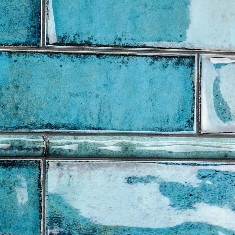 Chateau 12" x 0.75" Ceramic Pencil Liner Tile Trim in Blue