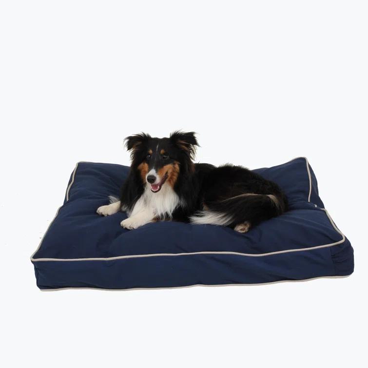 Carolina Pet Company Classic Twill Rectangular Pet Bed in Red with Khaki Cording