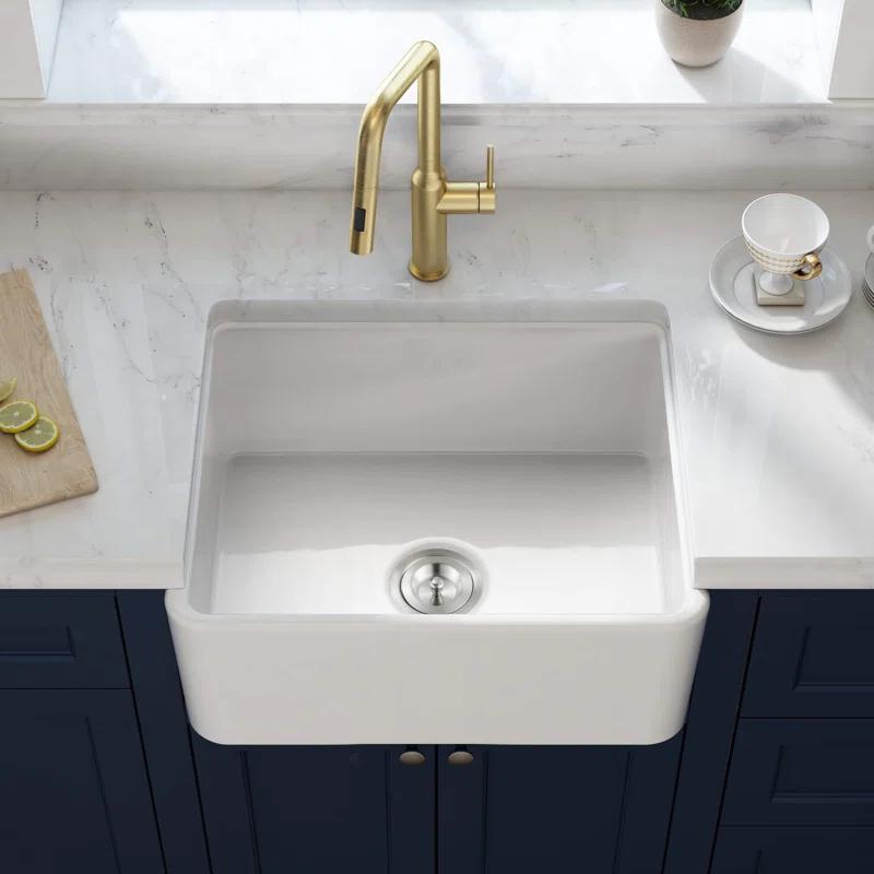 KIBI K2-SF24 Pure 24" W Single Bowl Fireclay Farmhouse Kitchen Sink