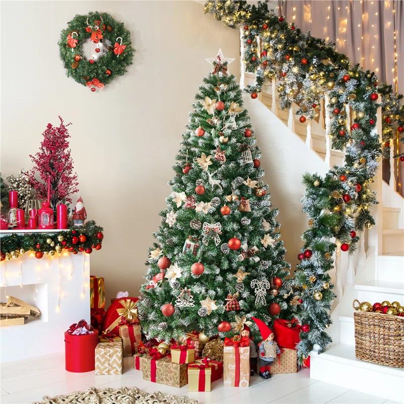 Pinecone-decorated Frosted Artificial Christmas Tree