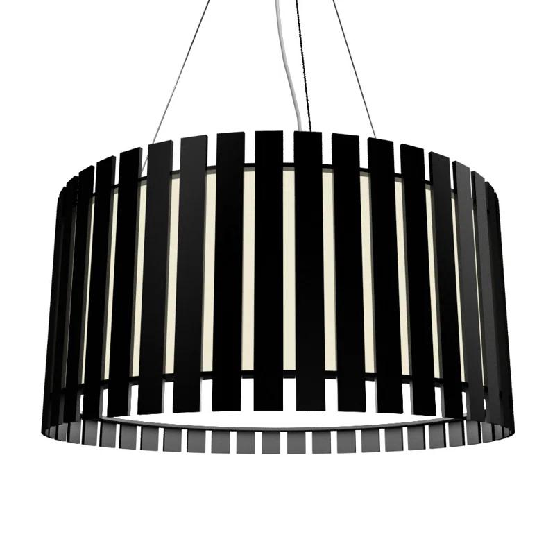 Wood Dimmable LED Drum Chandelier
