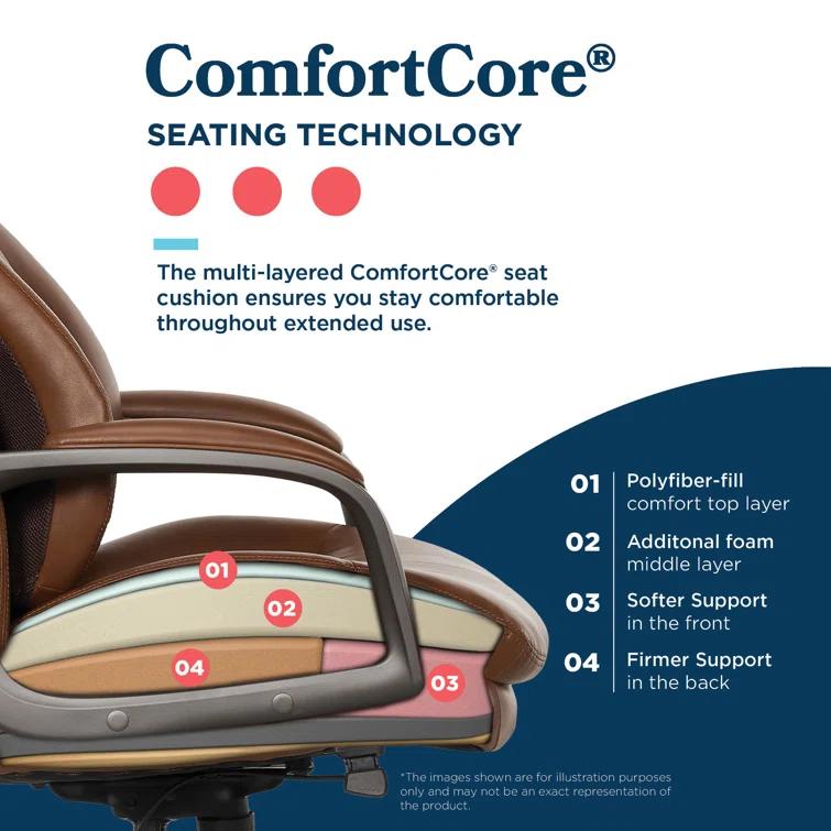 La-Z-Boy La-Z-Boy® Nova Executive Office Chair, Patented AIR Ergonomic Support Technology®, High-Back Premium Comfort & Support, Vegan PU Leather