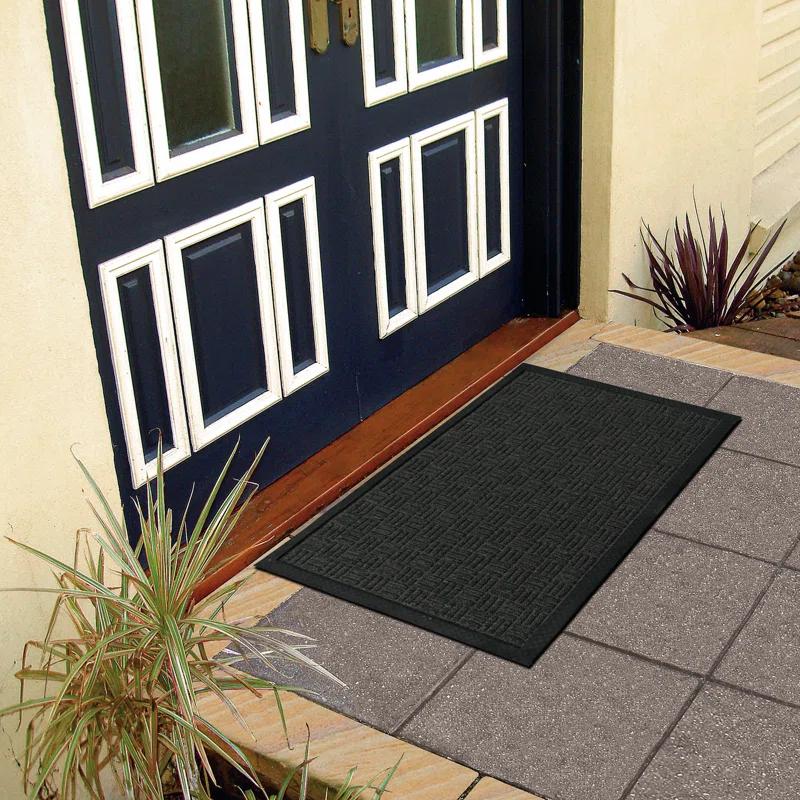 Ottomanson Carpeted Rubber Outdoor Non-Slip Outdoor Door Mat